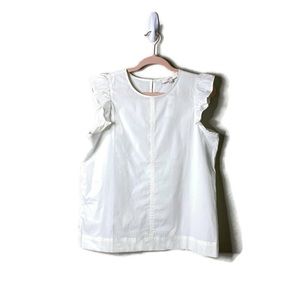 𝅺LOFT White Short Sleeve MEDIUM Blouse NWT